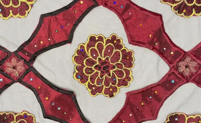 burgundy royal embroidered carnation mesh banner 2