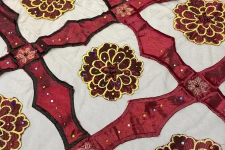 burgundy royal embroidered carnation mesh gallery 1