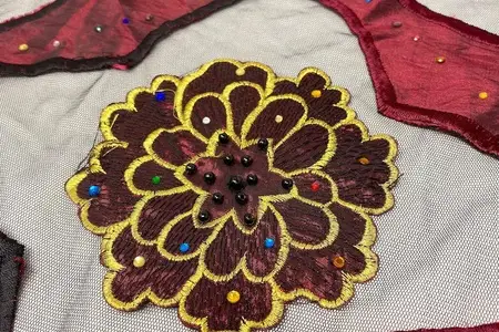 burgundy royal embroidered carnation mesh gallery 5