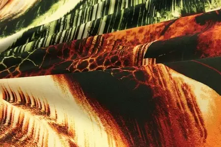 claritza red printed charmeuse fabric gallery 1