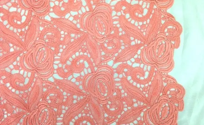 corail pêche rose guipure dentelle bannière 1