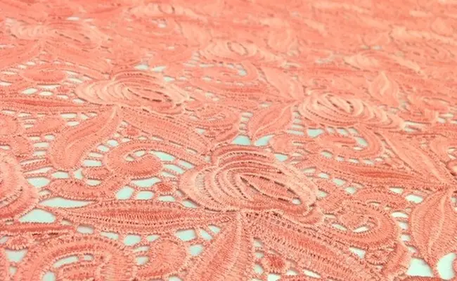 corail pêche rose guipure dentelle bannière 2