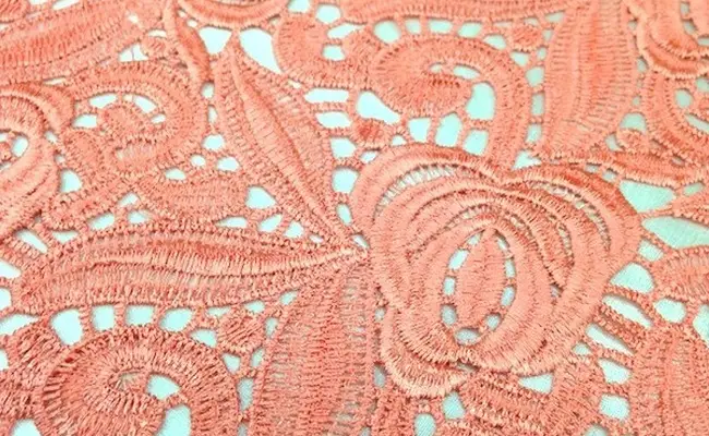 corail pêche rose guipure dentelle bannière 3