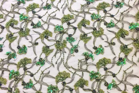 elegant hunter green beaded lace gallery 2