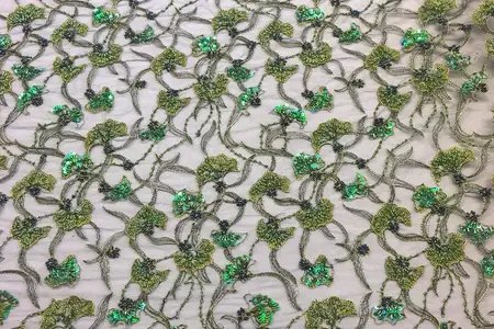 elegant hunter green beaded lace gallery 6