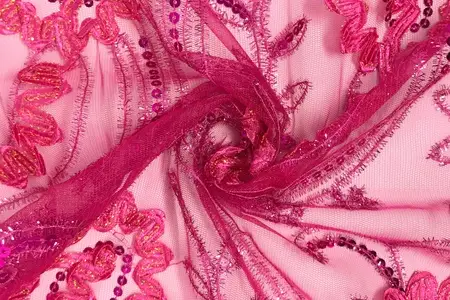 fuchsia sparkle sequins mesh fabric gallery 6