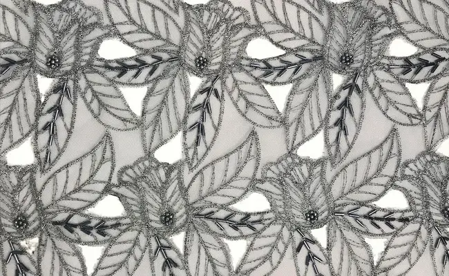 grey beaded lace on mesh banner 1
