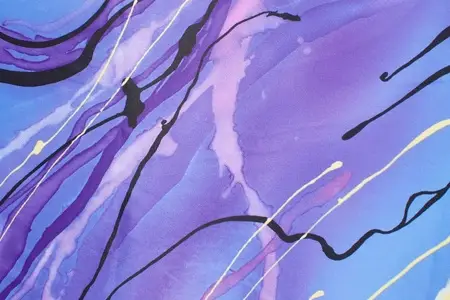 monica blue charmeuse printed fabric gallery 1