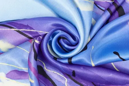monica blue charmeuse printed fabric gallery 2