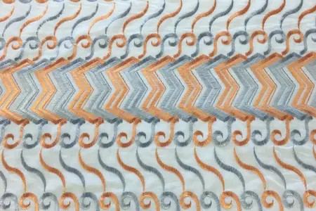 orange and grey wave embroidered fabric gallery 2