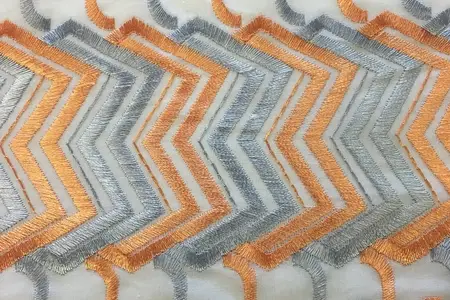 orange and grey wave embroidered fabric gallery 4