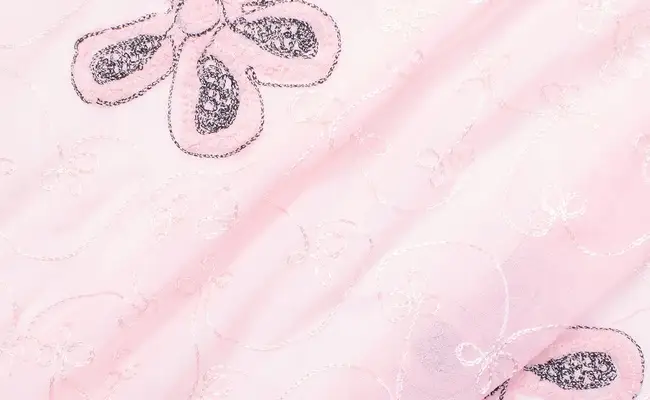 pink floral embroidered georgette fabric banner 1