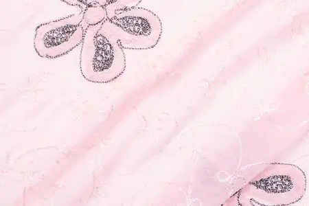 pink floral embroidered georgette fabric gallery 1
