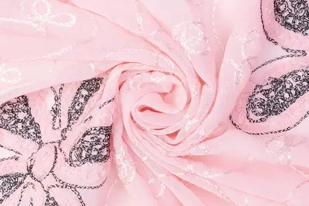pink floral embroidered georgette fabric gallery 4