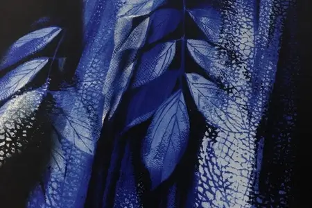 rebecca blue printed charmeuse fabric gallery 4
