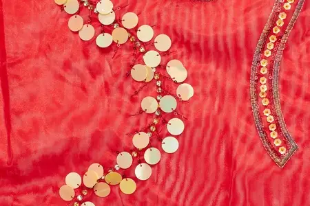 red floral sequins organza fabric gallery 1