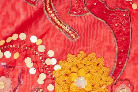 red floral sequins organza fabric gallery 4