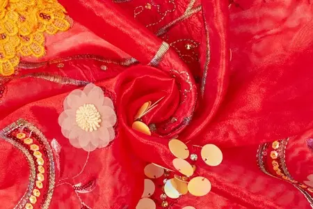 red floral sequins organza fabric gallery 6