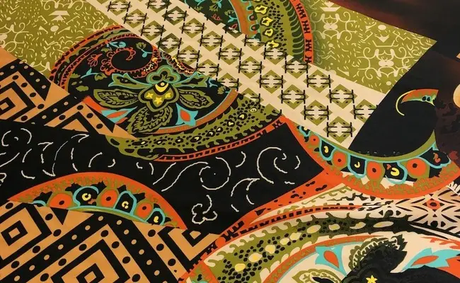 shayla brown printed charmeuse fabric banner 1
