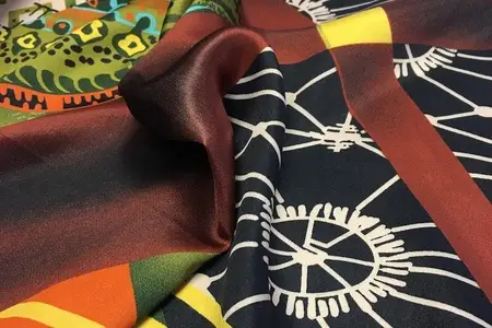 shayla brown printed charmeuse fabric gallery 1