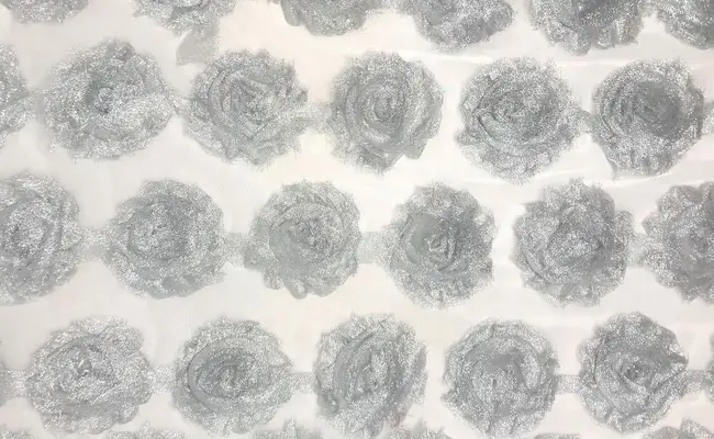 rosetón metálico plateado malla banner 3