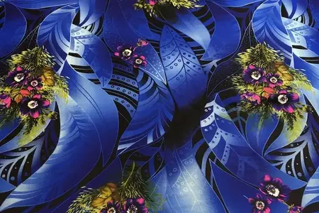 stacy blue charmeuse printed fabric gallery 3