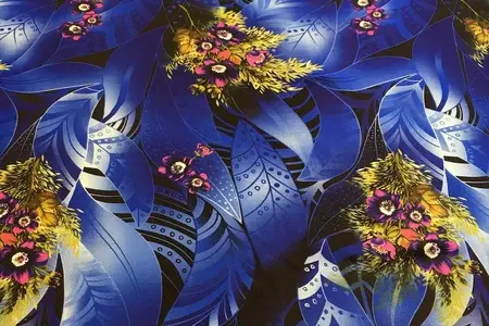 stacy blue charmeuse printed fabric gallery 5
