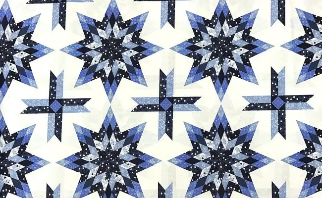 estandarte de tela con estampado decorativo azul estrella 1